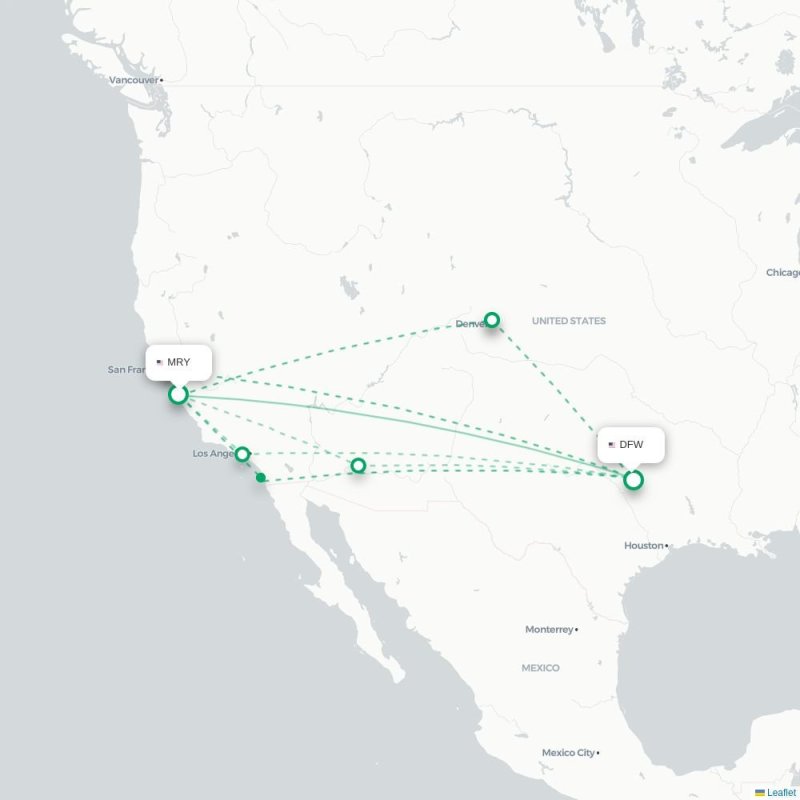 MSY - DFW route map