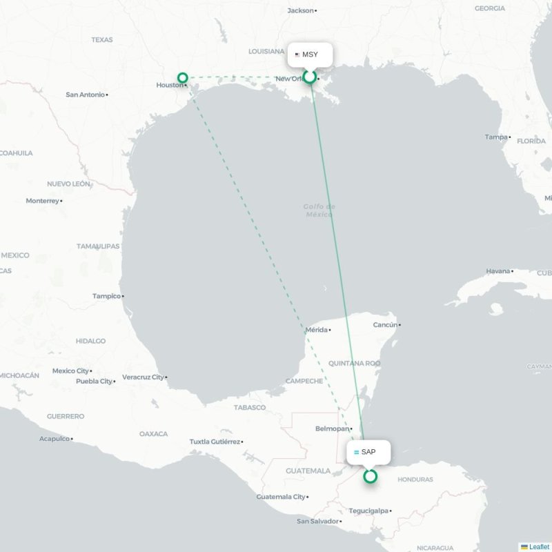 MSY - SAP route map
