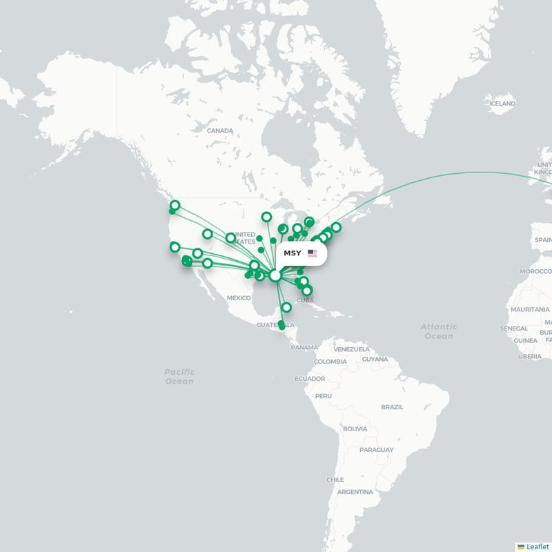 Route map New Orleans  MSY airport