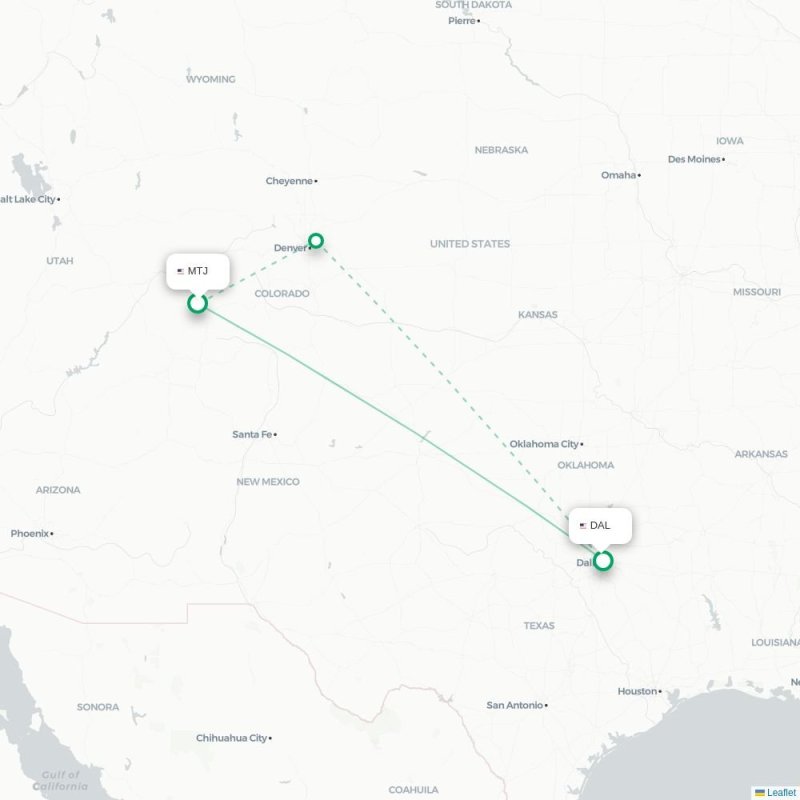 MTJ - DAL route map