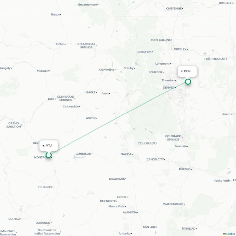 MTJ - DEN route map