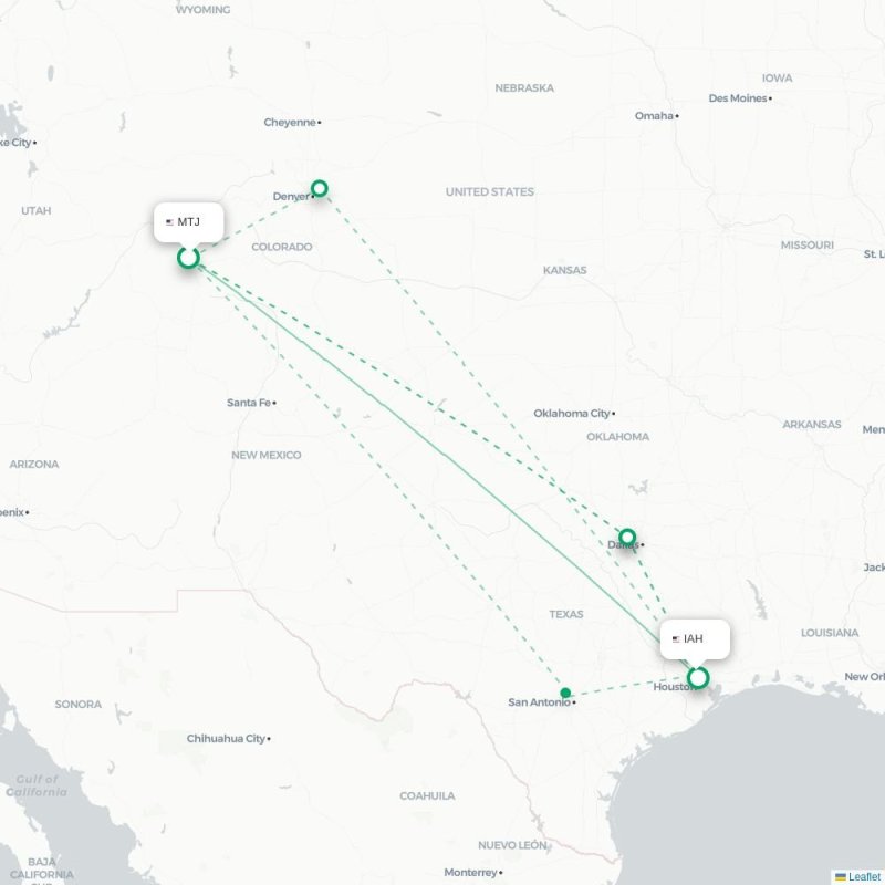 MTJ - IAH route map