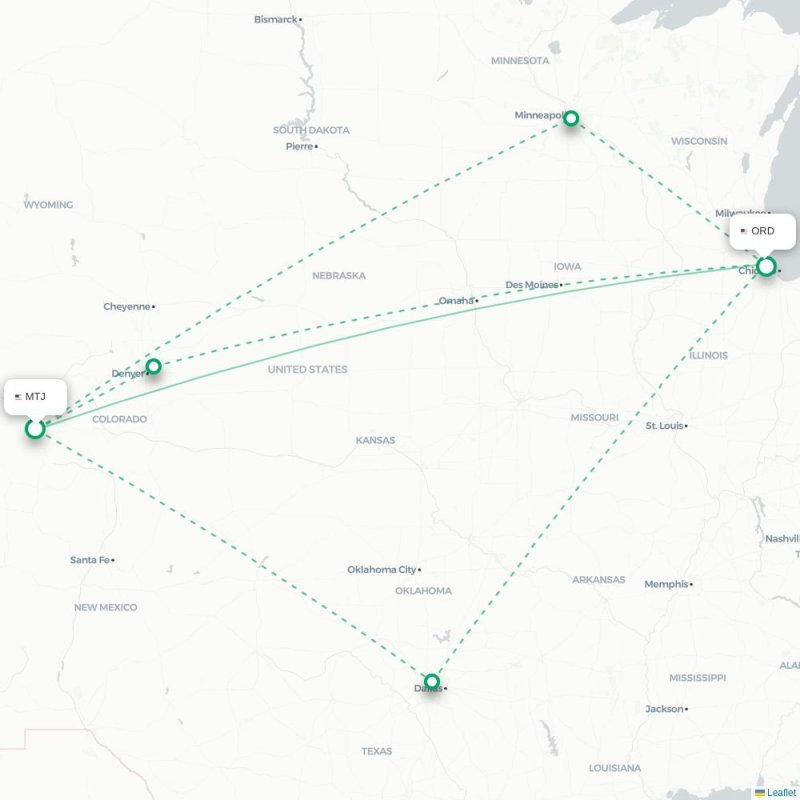 MTJ - ORD route map