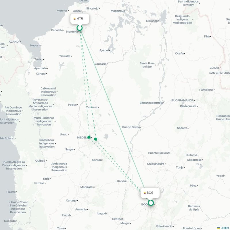 MTR - BOG route map