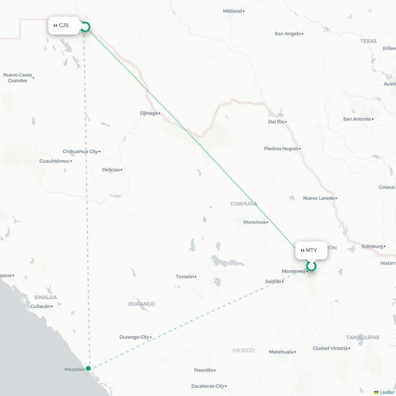 MTY - CJS route map