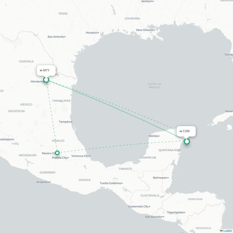MTY - CZM route map