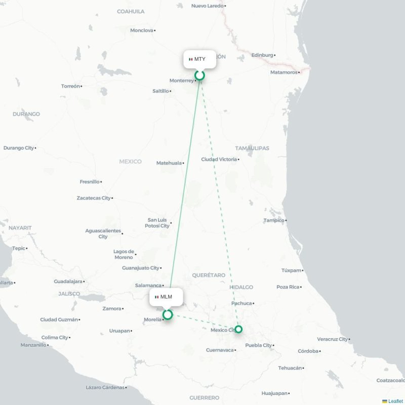 MTY - MLM route map