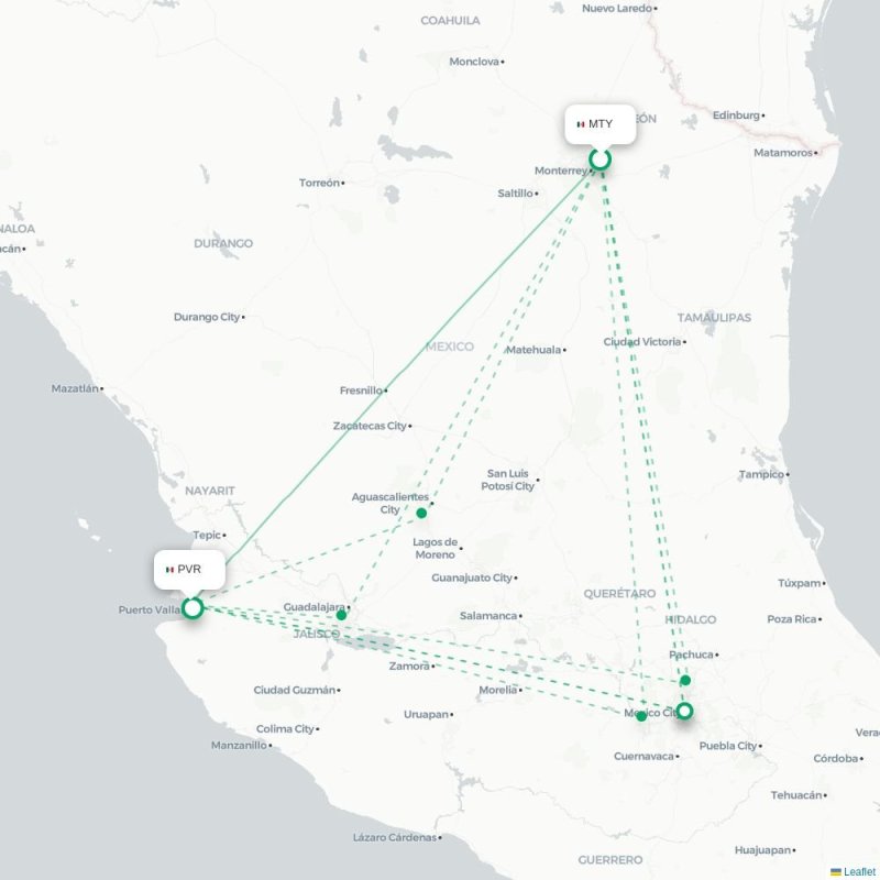 MTY - PVR route map