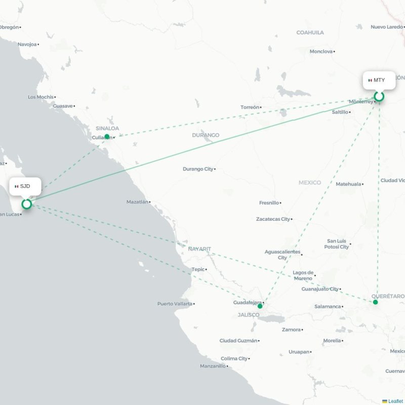 MTY - SJD route map
