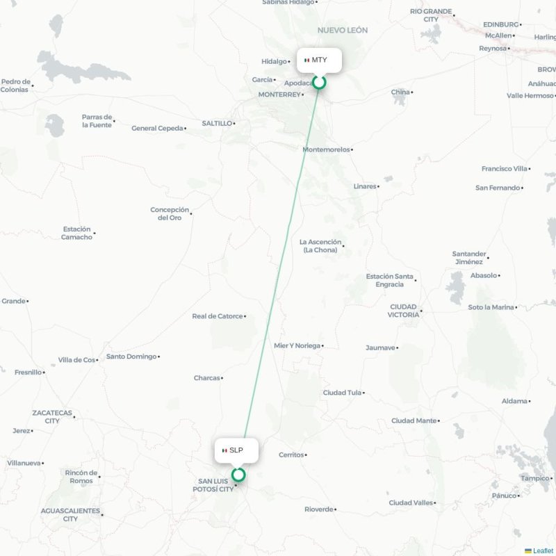 MTY - SLP route map