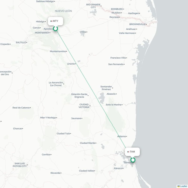 MTY - TAM route map