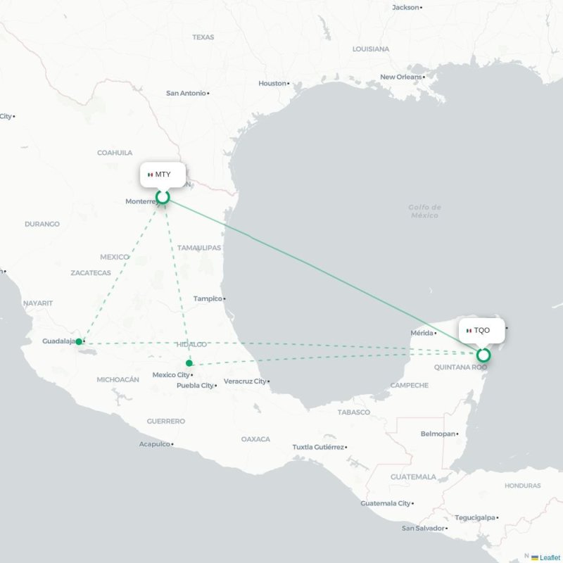 MTY - TQO route map