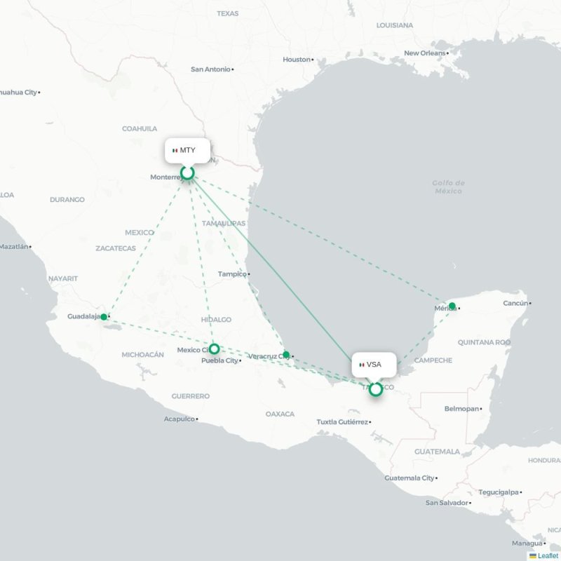 MTY - VSA route map