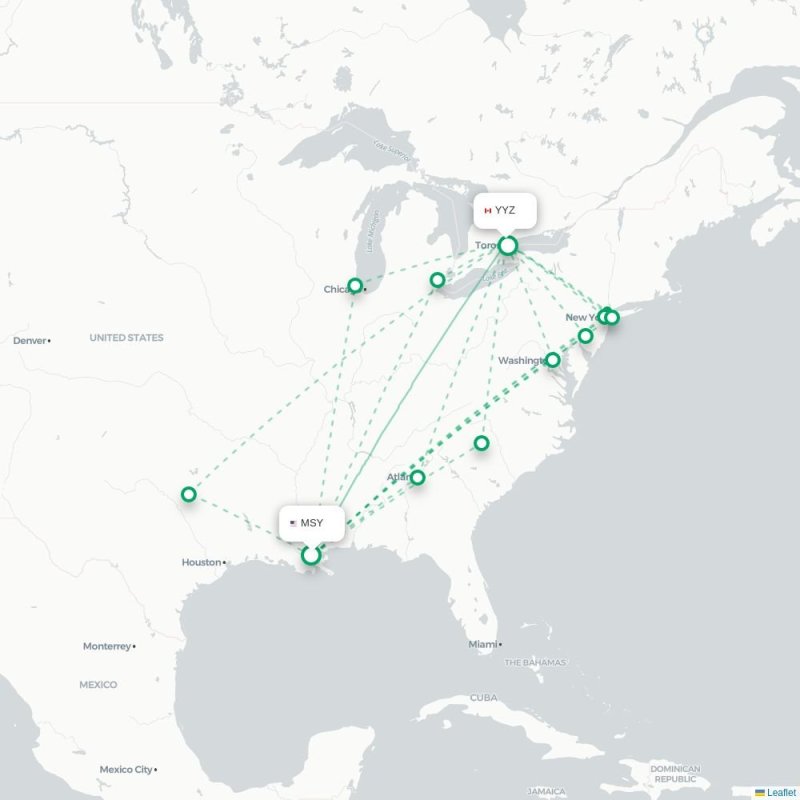 MTY - YYZ route map