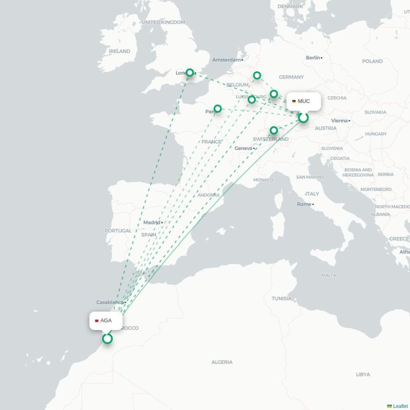 MUC - AGA route map