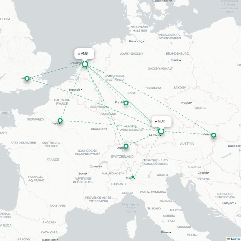 MUC - AMS route map