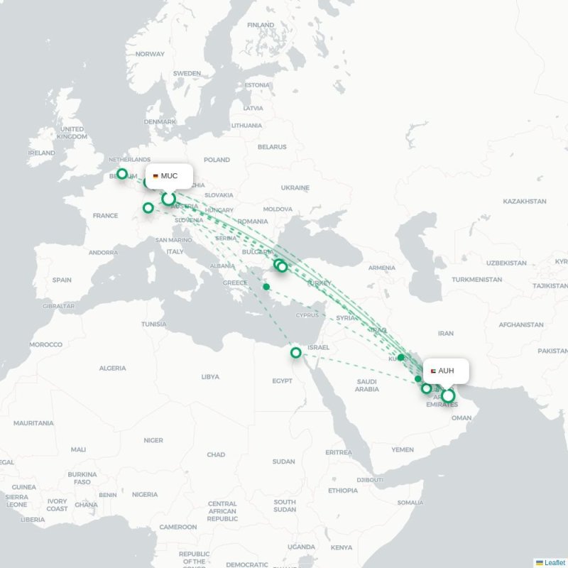 MUC - AUH route map