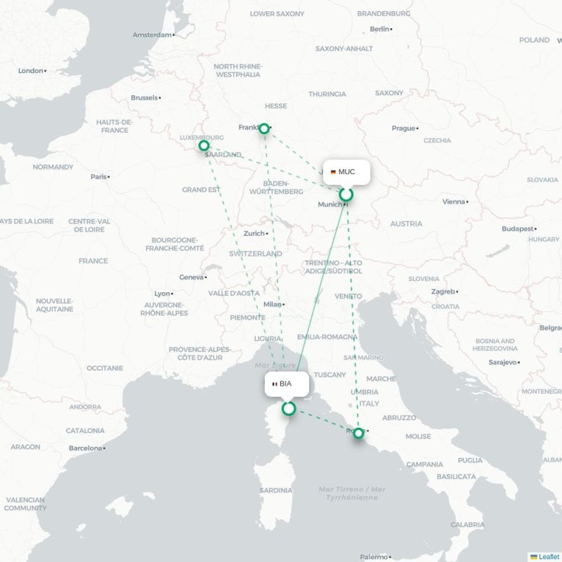 MUC - BIA route map