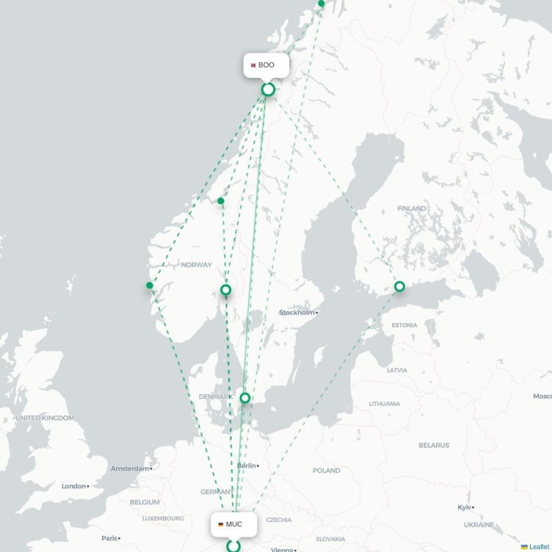 MUC - BOO route map