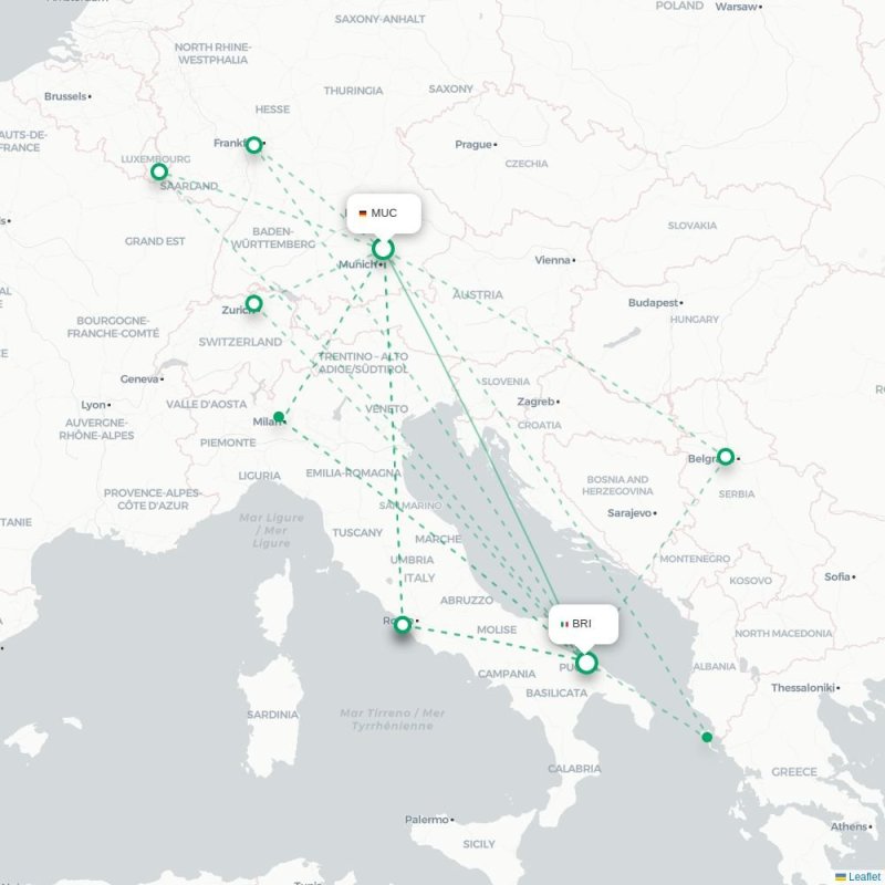 MUC - BRI route map