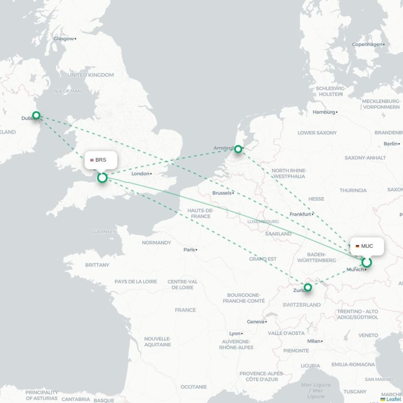 MUC - BRS route map