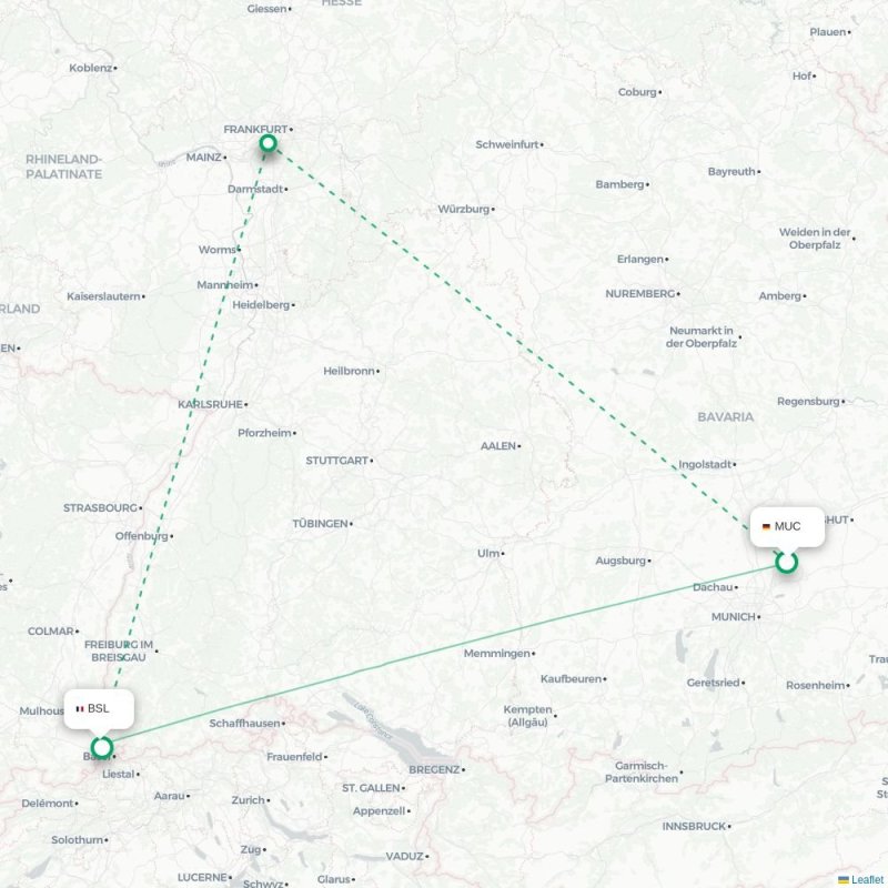 MUC - BSL route map