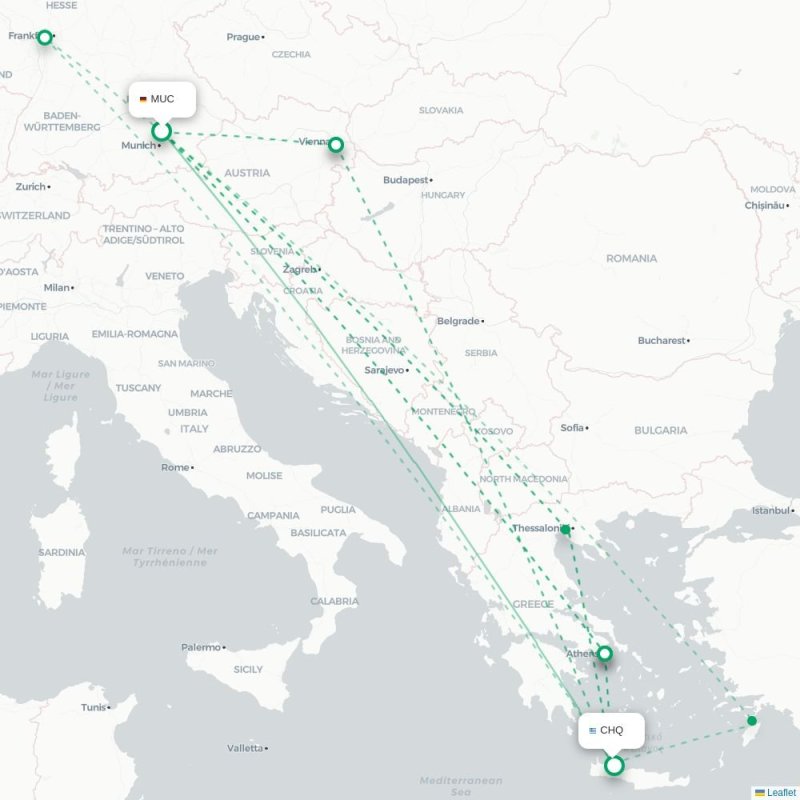 MUC - CHQ route map