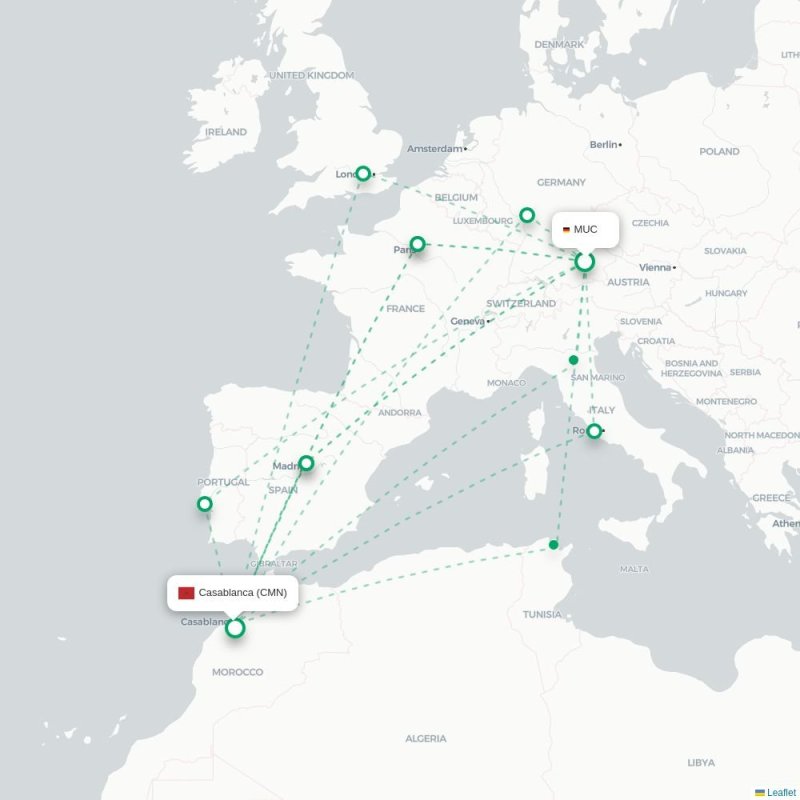 MUC - CMN route map
