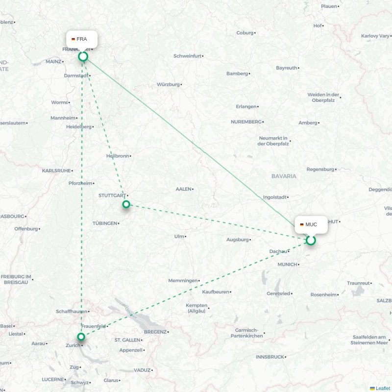 MUC - FRA route map