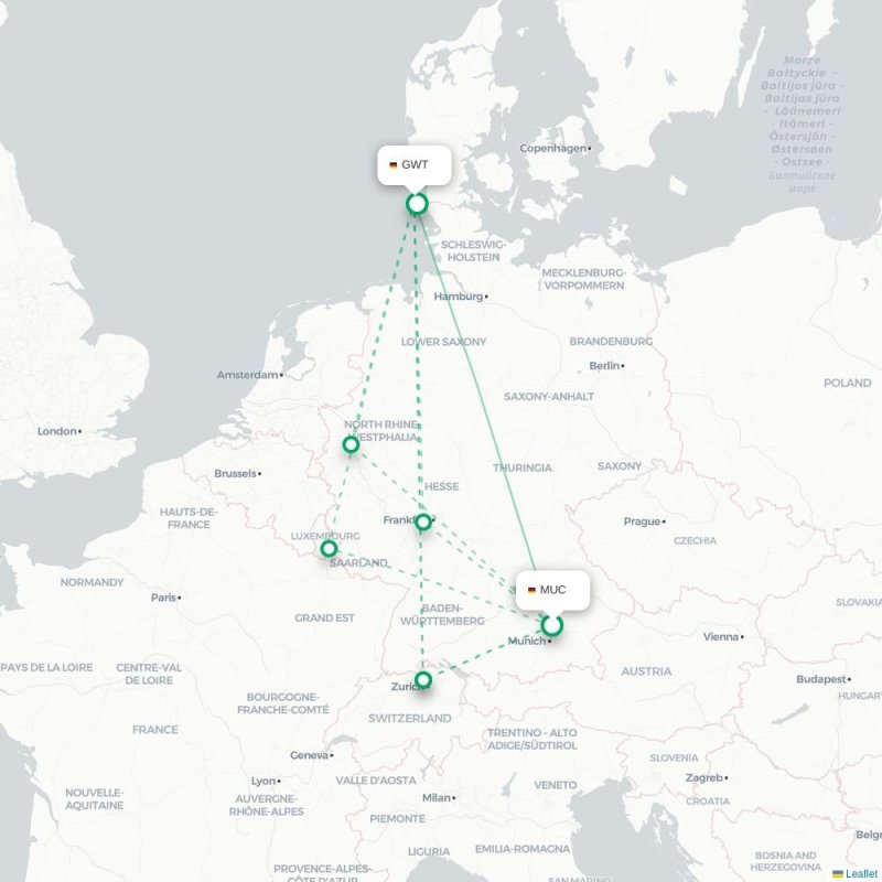 MUC - GWT route map