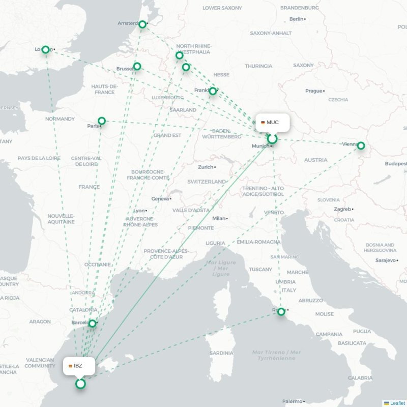 MUC - IBZ route map