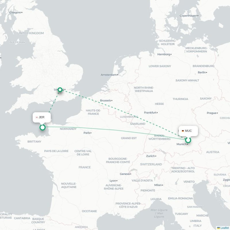 MUC - JER route map