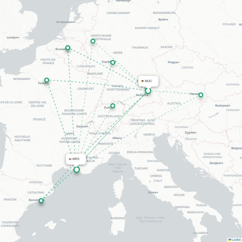 MUC - MRS route map