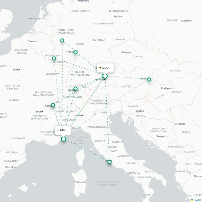 MUC - NCE route map
