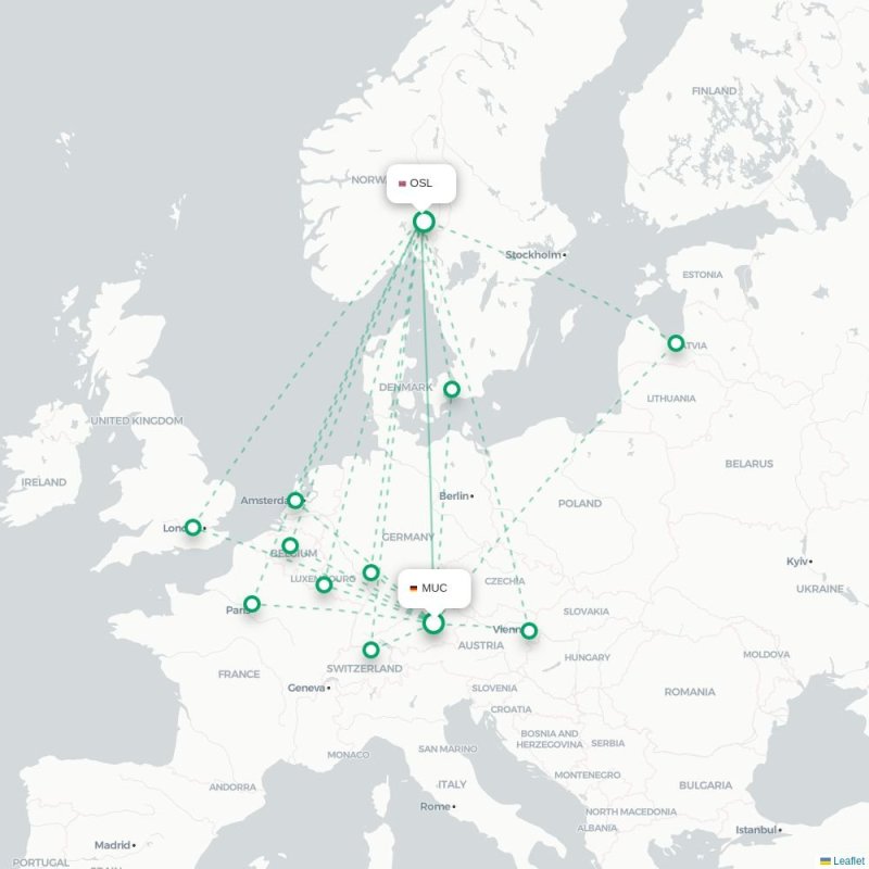 MUC - OSL route map