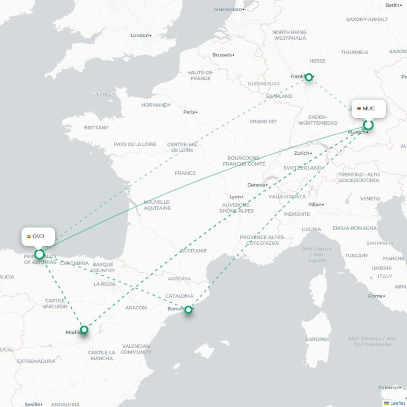 MUC - OVD route map