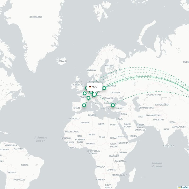 MUC - PEK route map