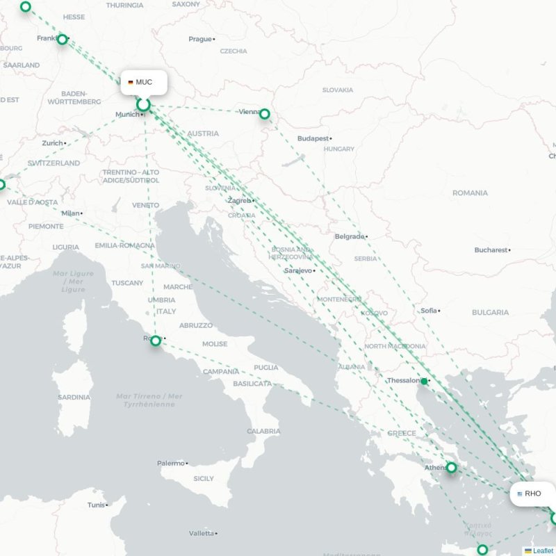 MUC - RHO route map