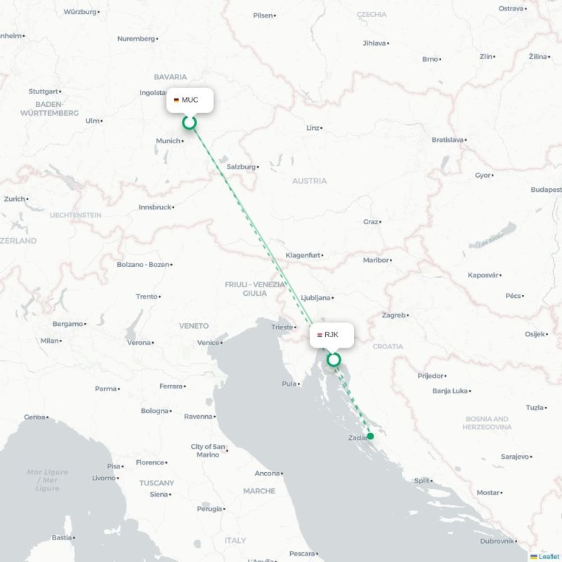 MUC - RJK route map