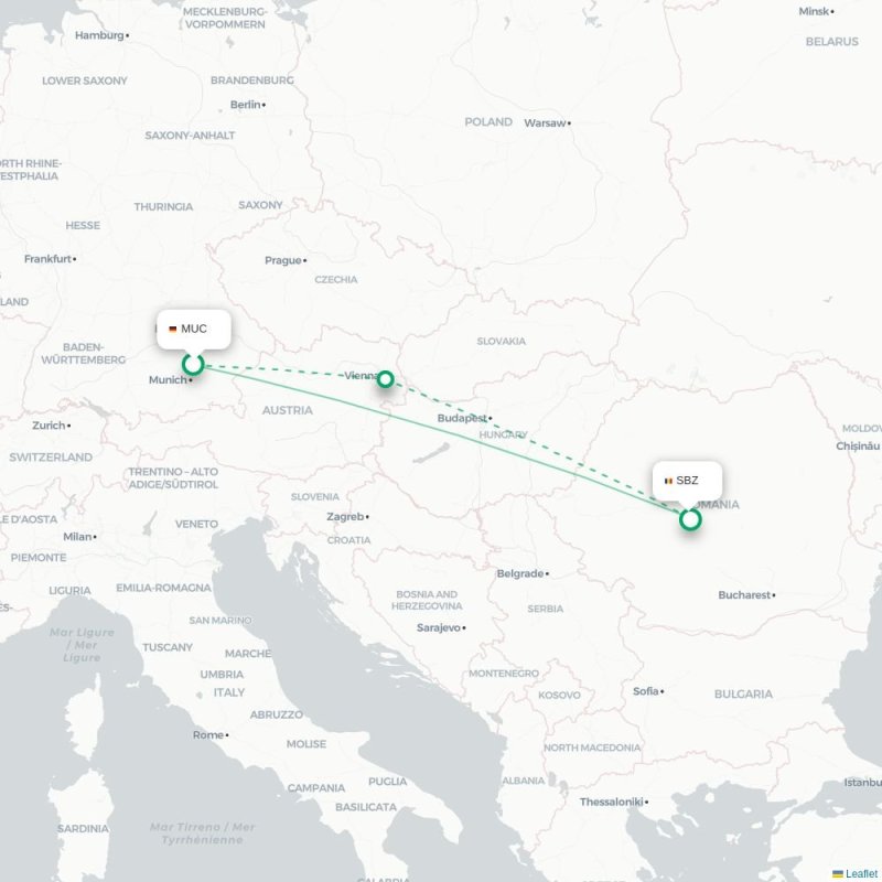 MUC - SBZ route map