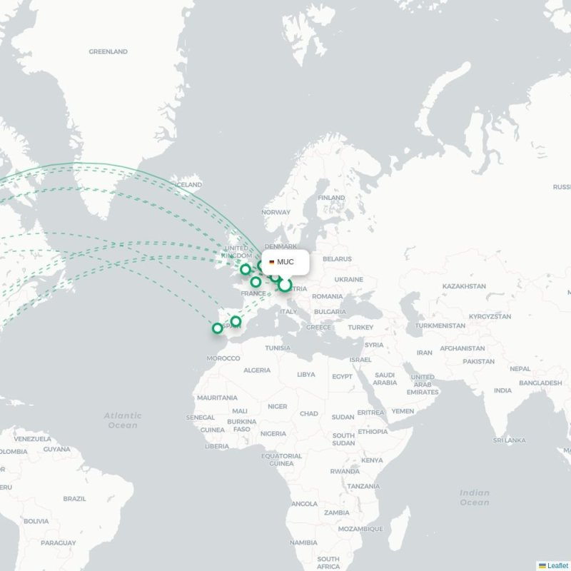 MUC - SFO route map