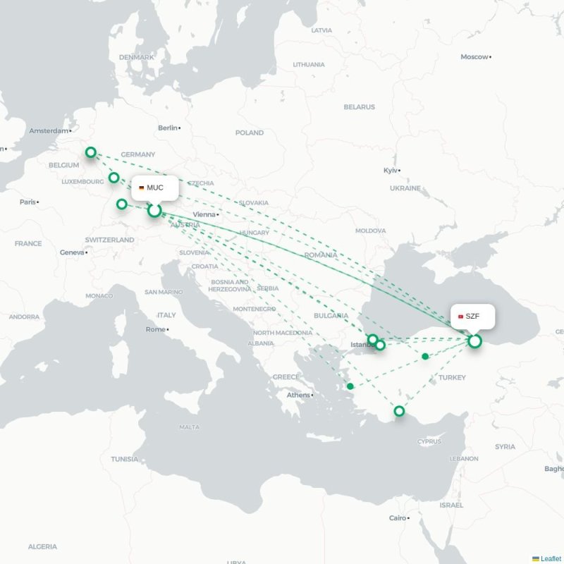 MUC - SZF route map