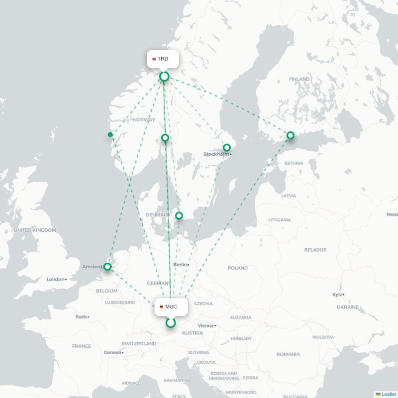 MUC - TRD route map