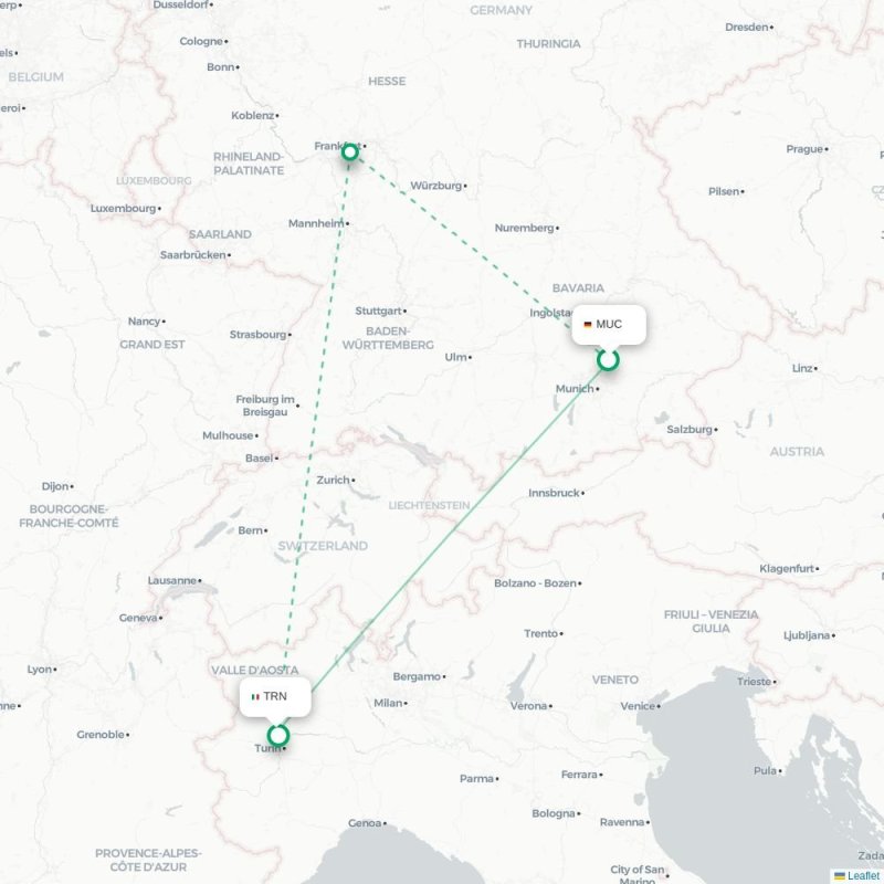 MUC - TRN route map