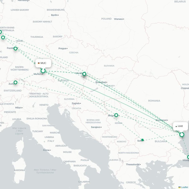 MUC - VAR route map