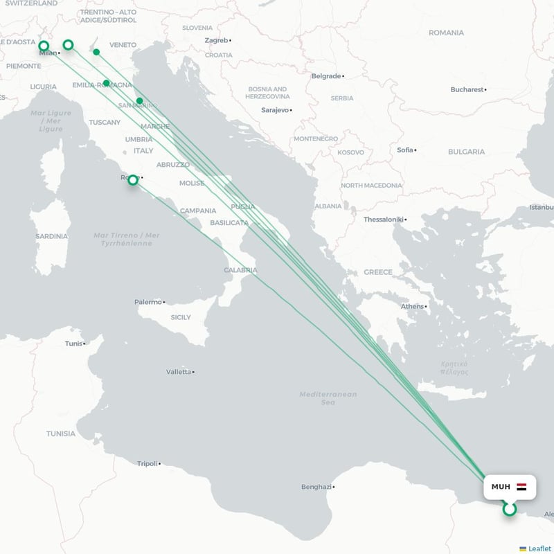 Route map Marsa Matruh  MUH airport