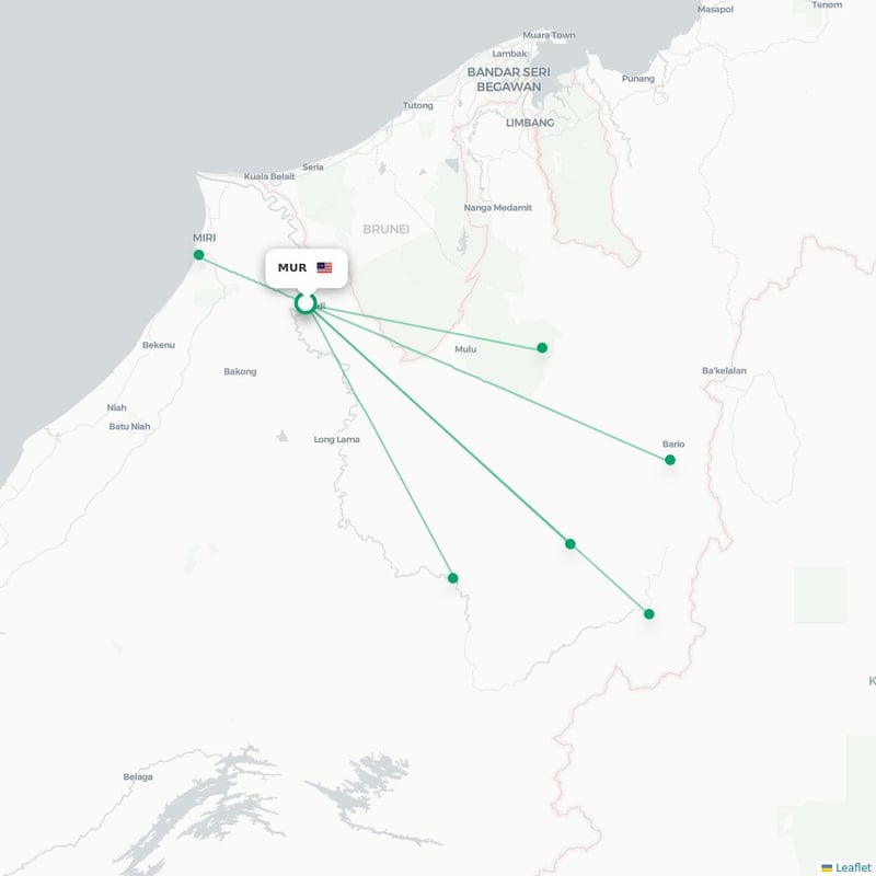 Route map Marudi  MUR airport