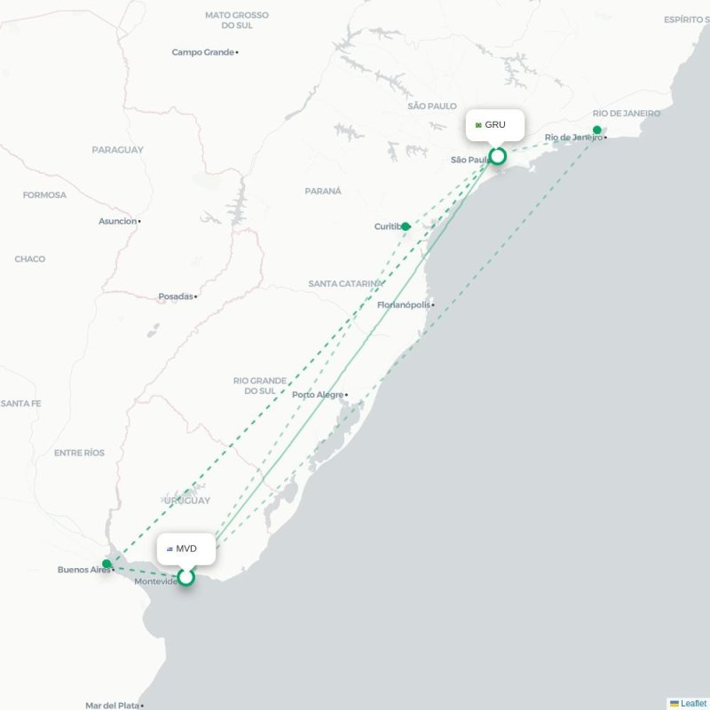MVD - GRU route map