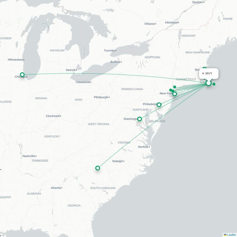 MVY - TEB route map