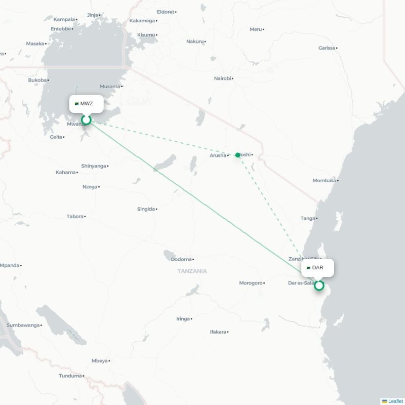 MWZ - DAR route map